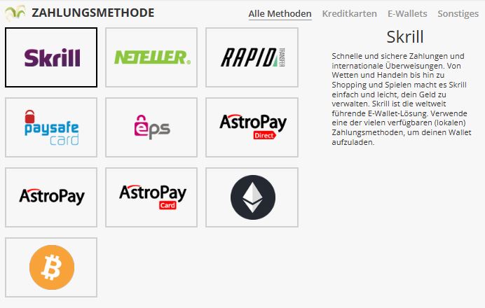 Verwenden Sie verschiedene Zahlungsmethoden für schnelle Ein- und Auszahlungen